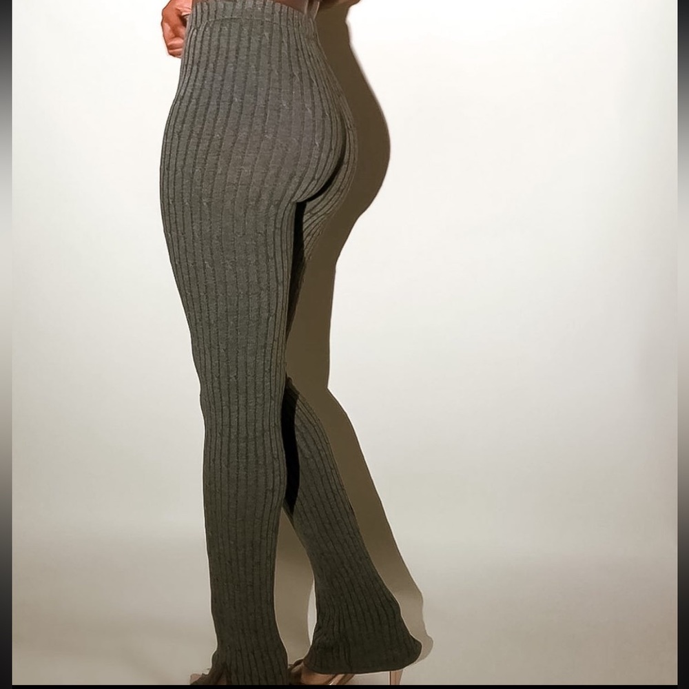Sweater knit slight flare leggings in dark grey OR Heather grey
